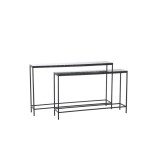 CONSOLE TABLE MRN SET OF 2 STONE TOP BLACK 120 140 - CONSOLES, DESKS